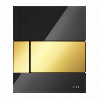 Стеклянная панель смыва TECEsquare стекло черное, клавиши позолоченные, 124 x 104 x 11 мм Артикул 9242808