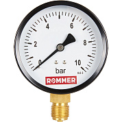Манометр радиальный D = 100 мм, подключение 1/2", до 10 бар, ROMMER