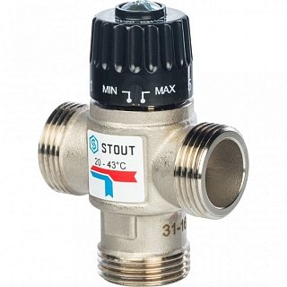 Термостатический смесительный клапан 1" STOUT НР 20-43°С 1,6 KV Артикул SVM-0120-164325