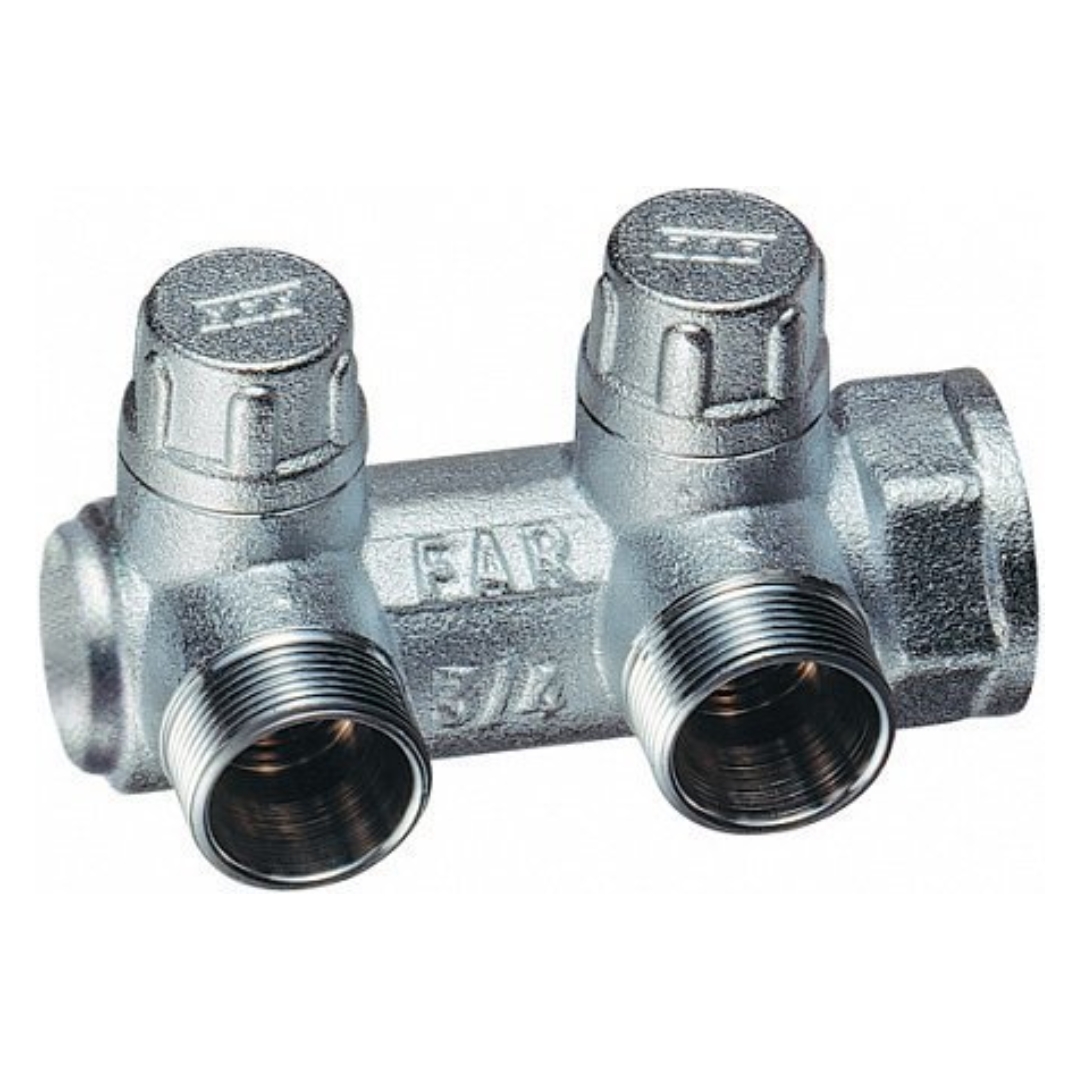 Запорный коллектор FAR 3/4" с 2 отводами М24х19, концевой – купить за 1 ...