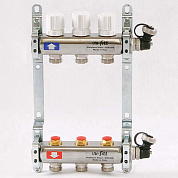 Колл. группа UNI-FITT 1" x 3/4" ЕК 3 выхода с вентилями и дренажными клапанами - нерж. сталь