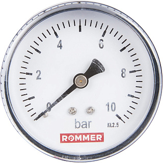 Манометр аксиальный D = 50 мм, подключение 1/4", до 10 бар, ROMMER Артикул RIM-0009-501008