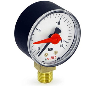 Манометр радиальный с индикаторной стрелкой 4 бар, диаметр 50 мм, 1/4"Н UNI-FITT Артикул 304D1020