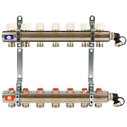 Колл. группа UNI-FITT 1" х 7 вых 3/4" с баланс. и термостат. вентилями с 2 конц., латунь (441I4307)