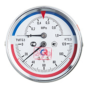 Термоманометр аксиальный d=80 мм, до 10 бар, до 120'С РОСМА ТМТБ- 31Т.1