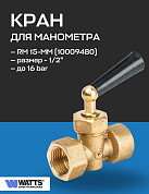 Кран ВВ трехходовой 1/2" RM-MM для манометров WATTS