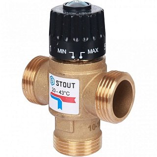 Термостатический смесительный клапан 1" STOUT НР 20-43°С 2,5 KV Артикул SVM-0120-254325