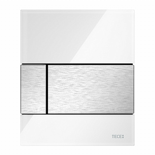 Стеклянная панель смыва TECEsquare стекло белое, клавиши нержавеющая сталь, 124 x 104 x 11 мм Артикул 9242801