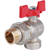 Кран шаровый ROMMER 3/4" ВН  с угловой американкой бабочкой