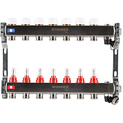 Коллектор ROMMER с клапаном вып. воздуха и сливом 7 вых. с расходомерами из нержавеющей стали