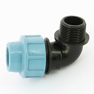 Компрессионный угол под обжим 25 x 1" с наружной резьбой (НР) для труб ПНД UNIDELTA Артикул 1008025004