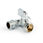 Кран шаровый 1/2" x 3/4" х 1/2" (ВН) проходной для стирал. машин, флажок UNI-FITT, хром (182C2321)
