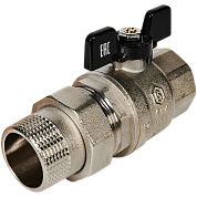 Кран шаровой 1" 1/4 полнопроходной с американкой, ВР-НР, ручка бабочка, STOUT (SVB-0007-200032)