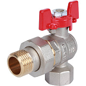 Кран шаровый ROMMER 1/2" ВН  с угловой американкой бабочкой