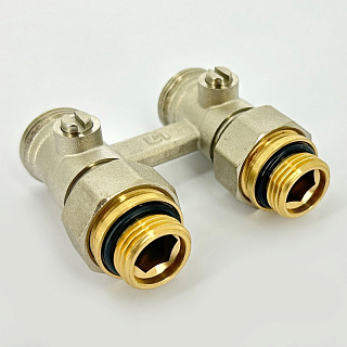 Узел прямой НН 1/2" х 3/4" ЕК радиаторный со встр. вентилями с ниппелями UNI-FITT 192N3020