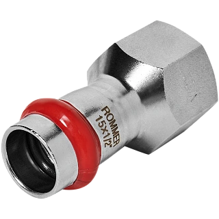 Переходник прессовой 15 x 1/2" с внутренней резьбой, для труб из нержавеющей стали ROMMER Артикул RSS-1022-001512