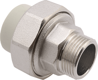 Муфта комбинированная 20 x 1/2" с наружней резьбой (НР) с раъёмным соединением полипропилен PP-R ALCAPIPE серый Артикул AB237020012
