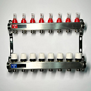 Колл. группа UNI-FITT 1" х 3/4" 8 вых с расходомер. и термост. вентил. без конц, нерж. (450W4308)