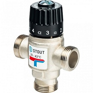 Термостатический смесительный клапан 3/4" STOUT НР 20-43°С 1,6 KV Артикул SVM-0120-164320