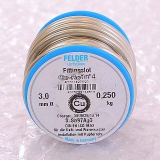 Припой мягкий Cu-Rotin®4  3,0 мм 250 г FELDER S-Sn 97 Ag3 - серебро 14953020 FELDER