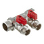 Коллектор 2 выхода 3/4"х1/2" VALTEC с отсекающими шаровыми кранами латунный