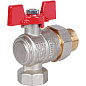 Кран шаровый ROMMER 3/4" ВН  с угловой американкой бабочкой