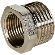 Футорка редукционная НВ 1/2" х 3/8" STOUT, латунь - никель (260044N040300B)