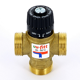 Клапан термостатический Н трехходовой UNI-FITT 1" боковое смешение, 35-60°С Артикул 351G3140