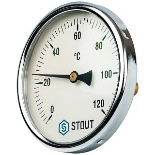 Термометр биметаллический 100 мм 120° STOUT с погружной гильзой 50 мм Артикул SIM-0001-105015