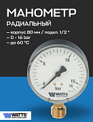 Манометр радиальный F+R200 80 мм 1/2" 16 бар WATTS