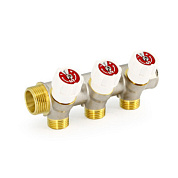 Коллектор ВН 1" х 4 вых 3/4" ЕК, с вентилями, никель UNI-FITT OPTIMAL