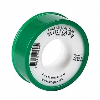 Фум-лента UNIPAK MIDITAPE (12 мм х 12 м х 0,1 мм) зеленая 52316 - 