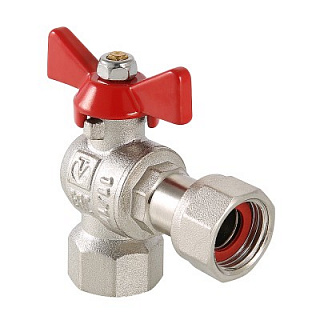 Кран шаровый угловой с накидной гайкой 1/2" x 1/2" ВВ бабочка VALTEC Артикул VT.266.N.0404