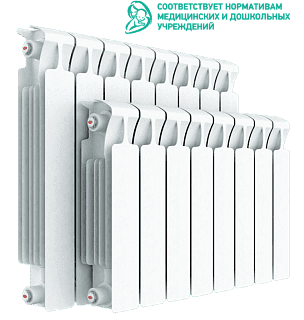 Радиатор биметаллический Rifar Monolit 350/100 8 секций нижнее правое подключение RM35008НП50 
