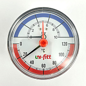 Термоманометр аксиальный  10 бар, 120С, диаметр 80 мм, 1/2"Н UNI-FITT