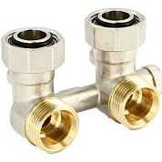 Узел угловой ВН 3/4" EK х 3/4" EK радиаторный со встроенными кранами и байпасом UNI-FITT OPTIMAL