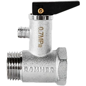 Клапан обратный 1/2' ROMMER для водонагревателей 7 бар со сбросником и ручным спуском