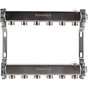 Коллектор ROMMER для радиаторной разводки 6 выходов из нержавеющей стали