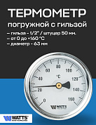 Термометр биметаллический F+R801 63 мм 160° WATTS с погружной гильзой 50 мм