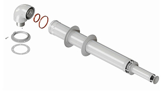 Комплект дымохода 60 х 100, L=1000 мм, антилед, с проходом через стену (совместим с BOSCH) ROMMER Артикул RCA-6010-241000