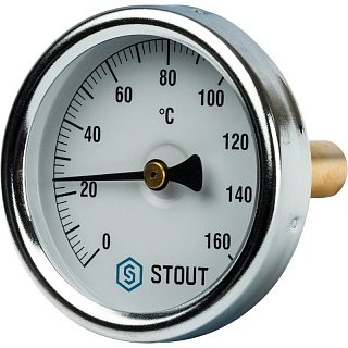 Термометр биметаллический 63 мм 160° STOUT с погружной гильзой 50 мм Артикул SIM-0002-635015