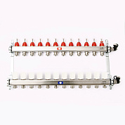 Колл. группа UNI-FITT на 12 вых 1" х 3/4" с расходомер. и термост. вентил., нерж. сталь (450I4312)