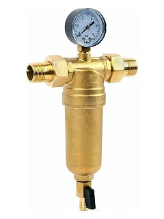 Фильтр магистральный промывной для ГВС TIM - 3/4" (100мкм) с манометром латунный корпус Артикул JH-2001