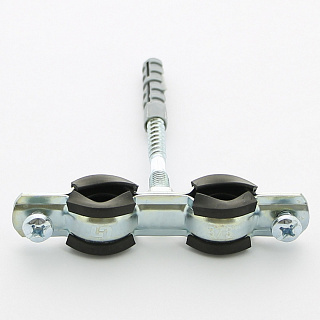 Хомут двойной 3/8" (15-19 мм) с резиновым уплотнителем, шпилькой и дюбелем UNI-FITT (850D1800)  850D1800 - 