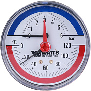Аксиальный термоманометр WATTS d=80 мм, до 120'С, до 6 бар F+R818