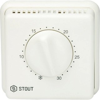 Термостат комнатный проводной с переключателем и светодиодом STOUT STE-0001-000001 Артикул STE-0001-000001