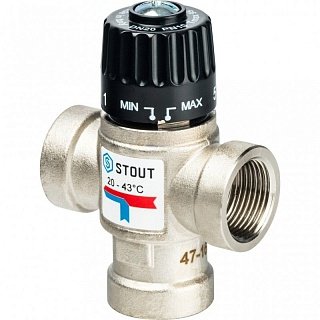 Термостатический смесительный клапан 3/4" STOUT ВР 20-43°С 1,6 KV Артикул SVM-0110-164320