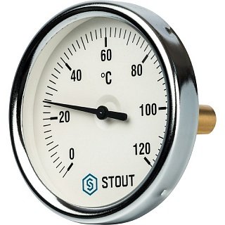 Термометр биметаллический 80 мм 120° STOUT с погружной гильзой 50 мм Артикул SIM-0001-805015