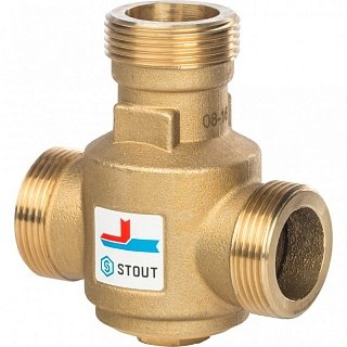 Трехходовой термостатический клапан G 1"1/4 НР 55°C STOUT Артикул SVM-0030-325504