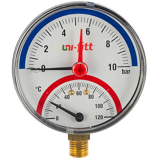 Термоманометр UNI-FITT радиальный до 120'С, до 10 бар, D=80 мм 311P Артикул 311D3442